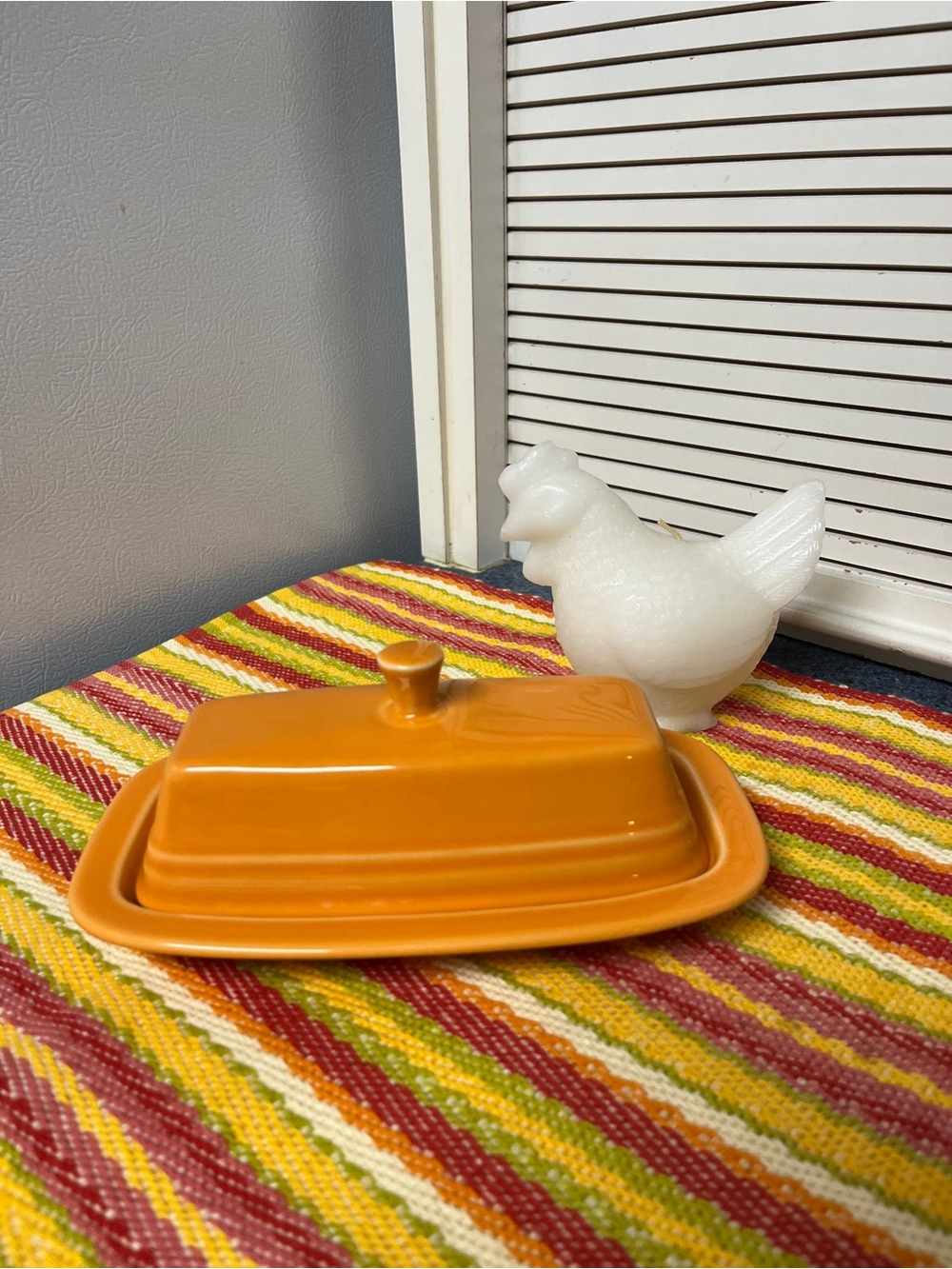 Fiesta Tangerine Ceramic 1/4 Pound Butter Dish With Cover